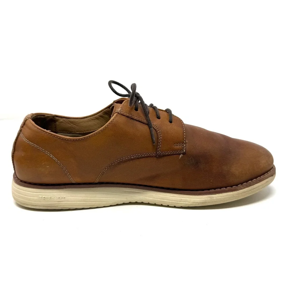 Johnston & Murphy Boys Upton Plain Toe Oxford Tan Leather TRUFOAM Shoes 7M